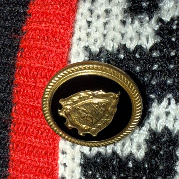 Vintage Leslie Fay Collections Women’s 14 Houndstooth Cardigan Black White Red T - Picture 5 of 15